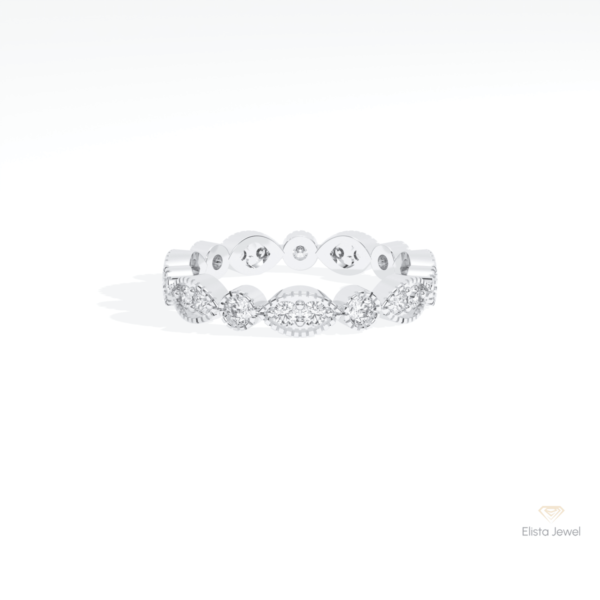 Round Cut Full Eternity Wedding Lab Grown Diamond Band in 14K Yellow Gold - Detail View