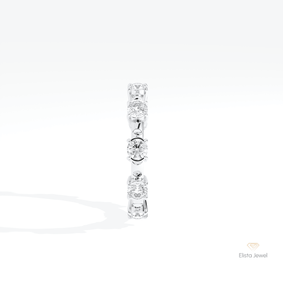 Round Cut Full Eternity Wedding Lab Grown Diamond Band in 14K White Gold - Top View