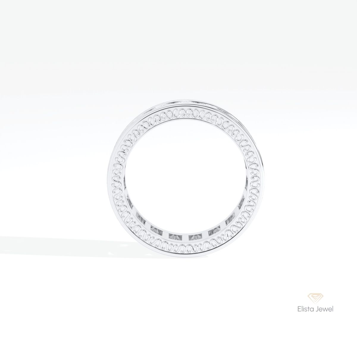 Round Cut Full Eternity Wedding Lab Grown Diamond Band in 10K Rose Gold - Angled View