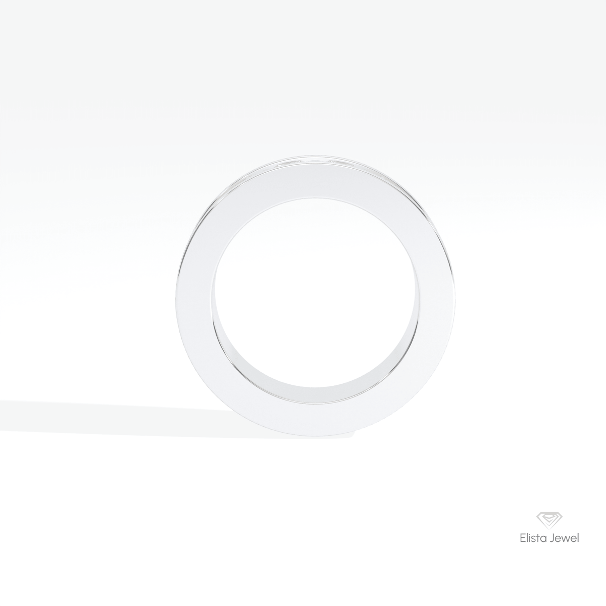 Round Cut Half Eternity Lab Grown Diamond Band in 18K White Gold - Close-up View