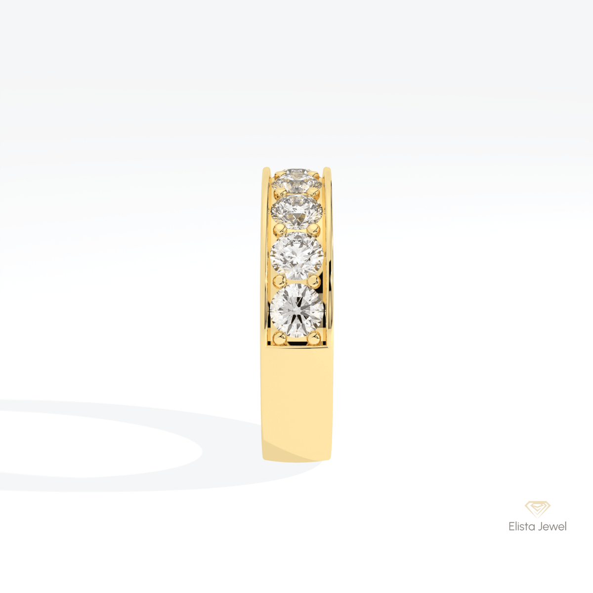 Round Cut Half Eternity Lab Grown Diamond Band in 14K White Gold - Top View