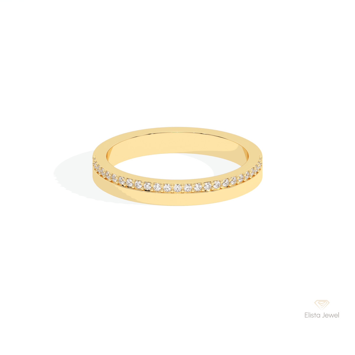 Round Cut Half Eternity Lab Grown Diamond Band in 10K White Gold - Front View