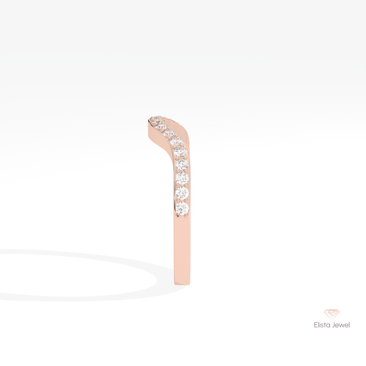 Round Cut Half Eternity Curve Lab Grown Diamond Band in 14K White Gold - Top View