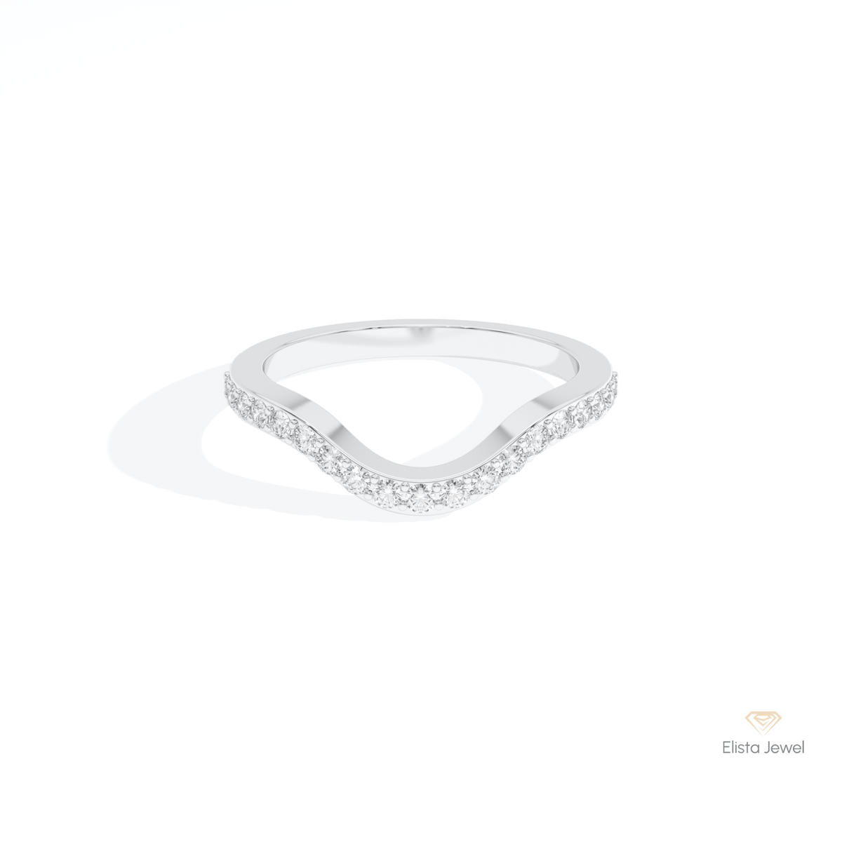 Round Cut Half Eternity Curve Lab Grown Diamond Band in 14K Yellow Gold - Detail View