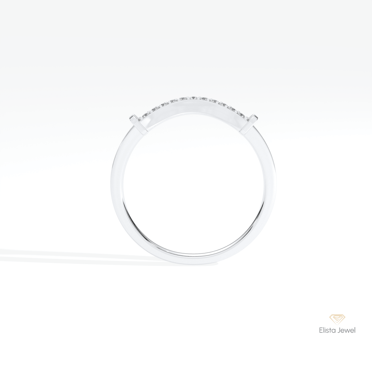 Round Cut Half Eternity Matching Lab Grown Diamond Band in 18K White Gold - Close-up View