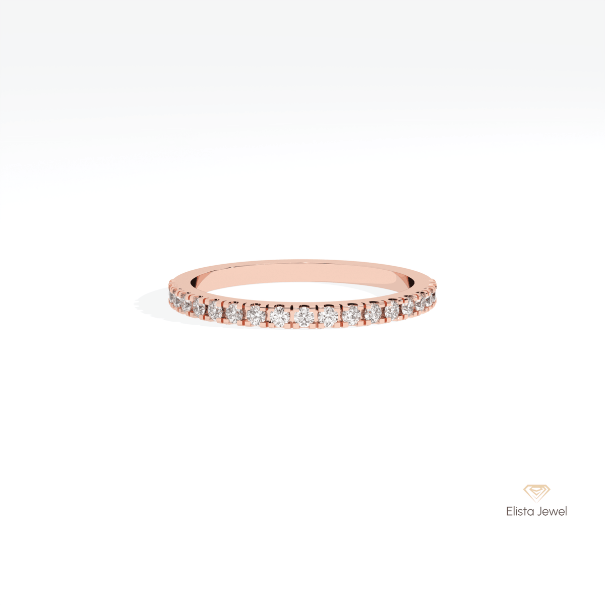 Round Cut Half Eternity Matching Lab Grown Diamond Band in 10K White Gold - Front View