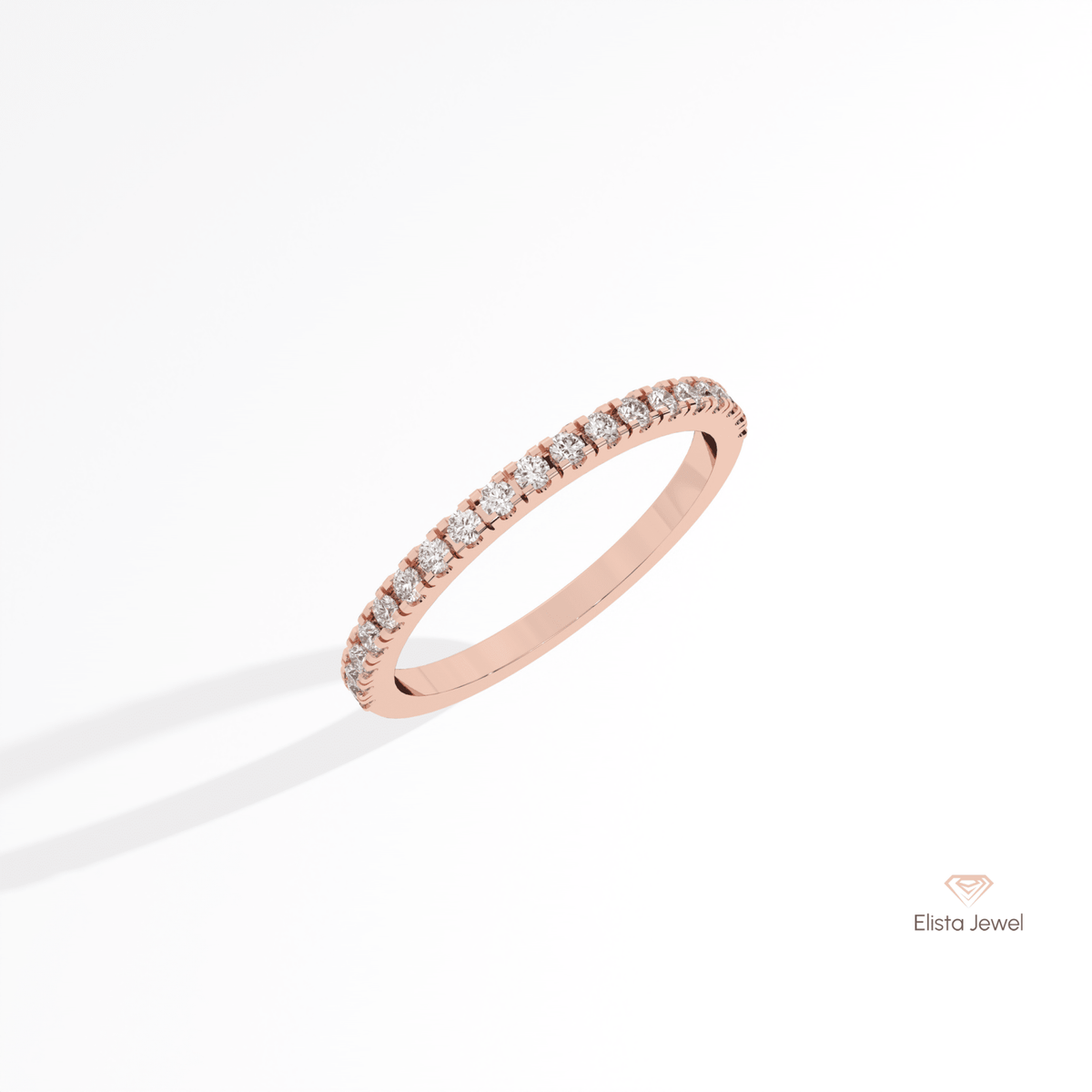 Round Cut Half Eternity Matching Lab Grown Diamond Band in 10K Yellow Gold - Side View