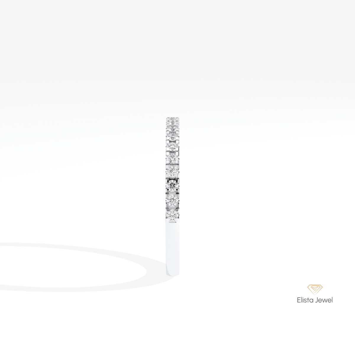 Round Cut Half Eternity Matching Lab Grown Diamond Band in 18K Rose Gold - Ring on Hand View