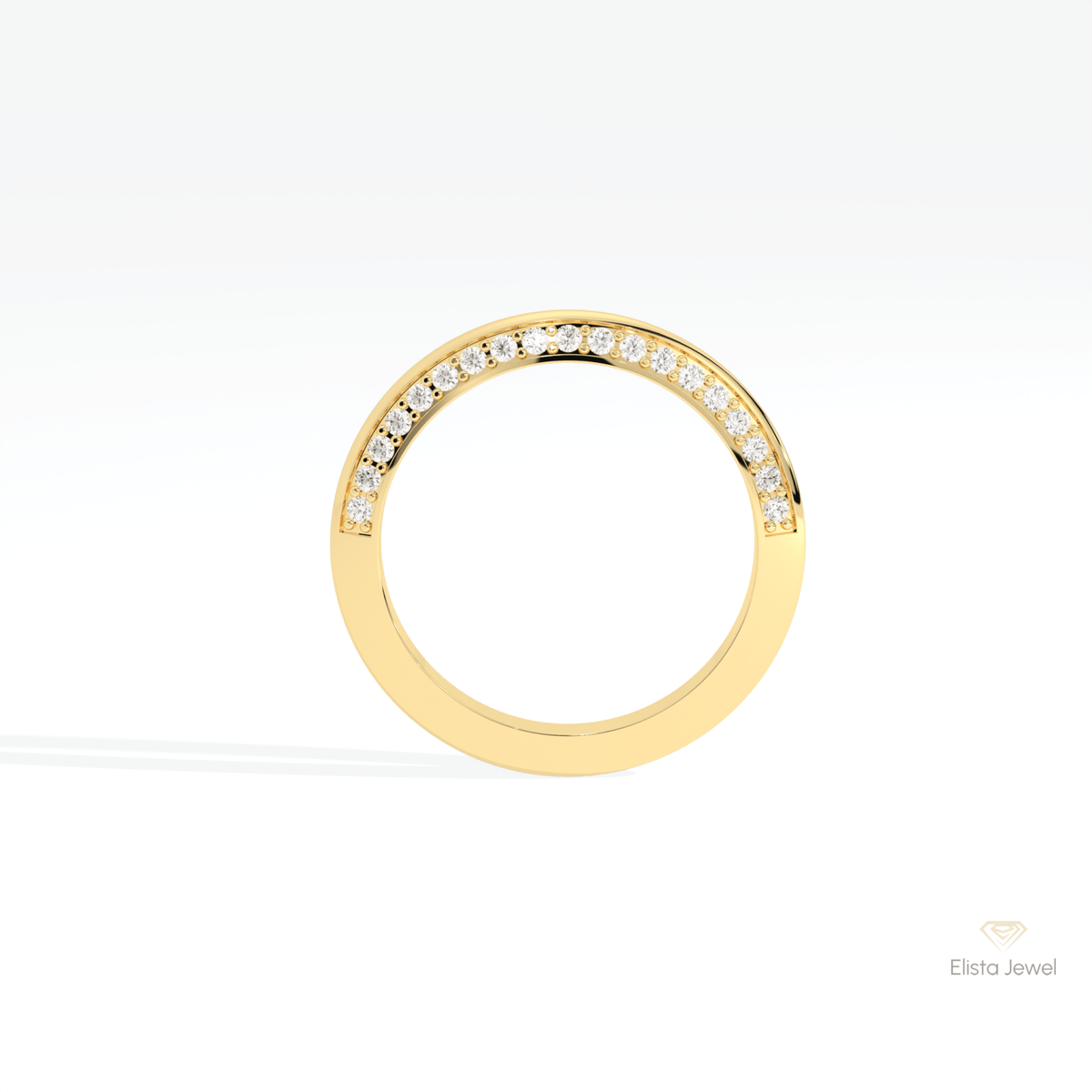 Round Cut Half Eternity Wedding Lab Grown Diamond Band in 10K Rose Gold - Angled View