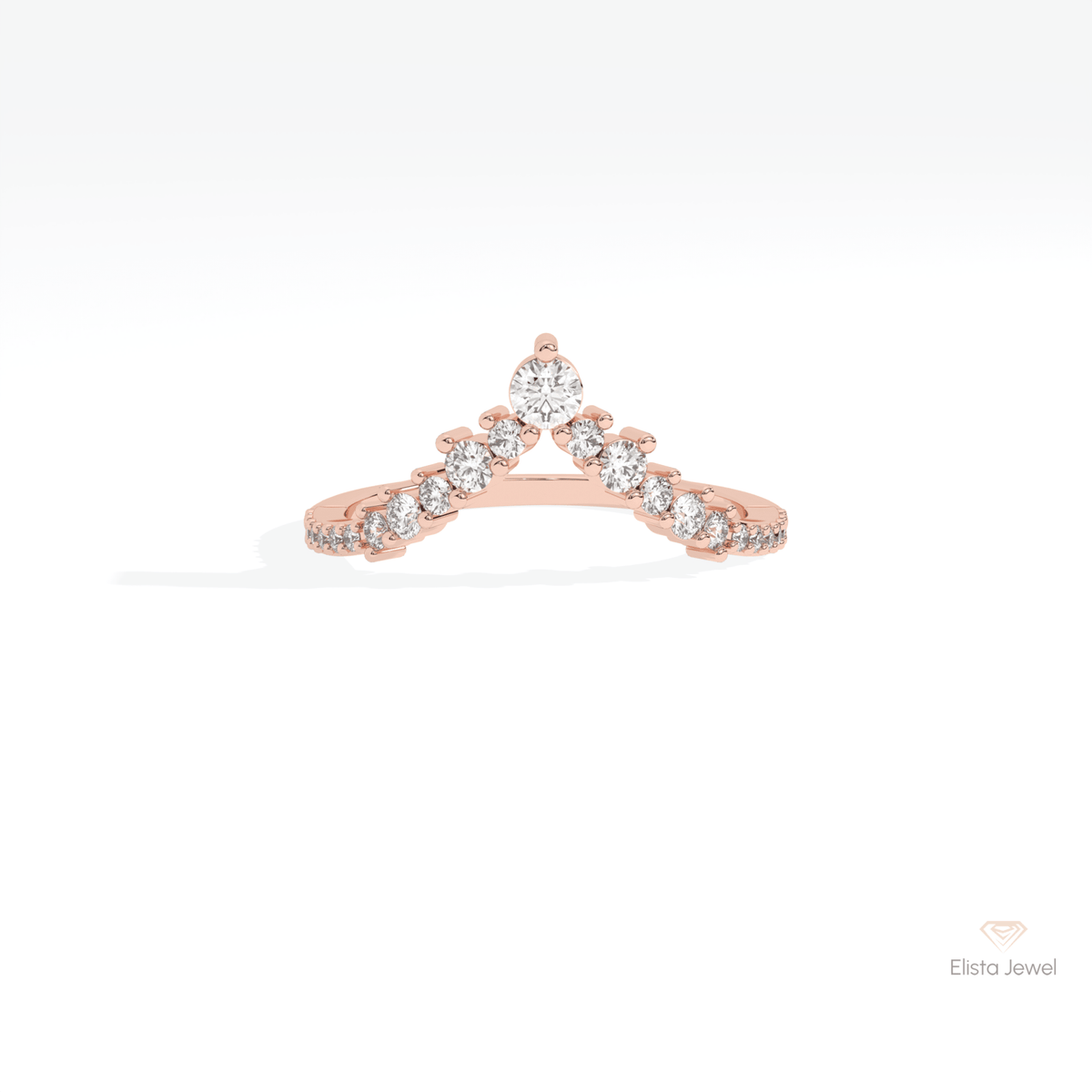 Round Cut Half Eternity Wedding Lab Grown Diamond Band in 14K Yellow Gold - Detail View