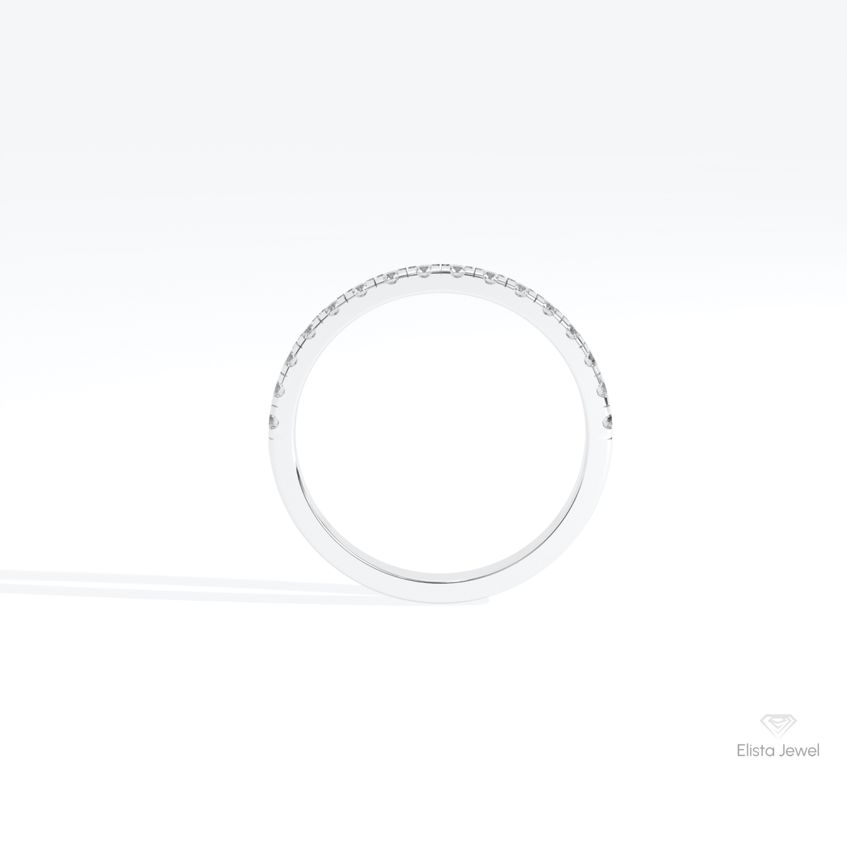 Round Cut Half Eternity Wedding Lab Grown Diamond Band in 10K Rose Gold - Angled View
