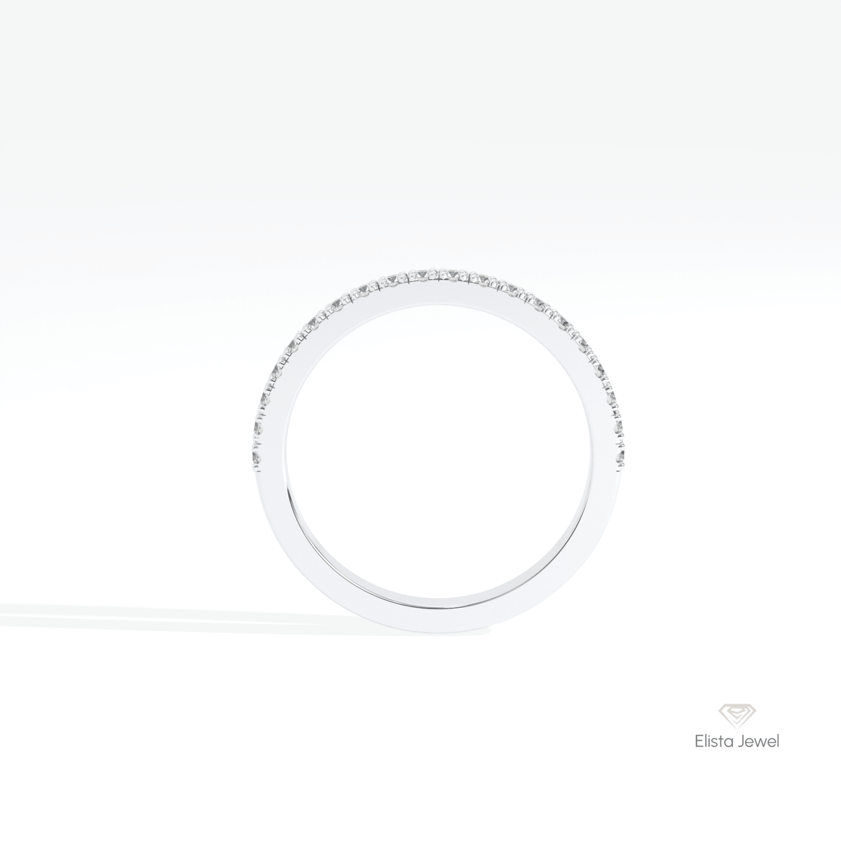 Round Cut Half Eternity Wedding Lab Grown Diamond Band in 10K Rose Gold - Angled View