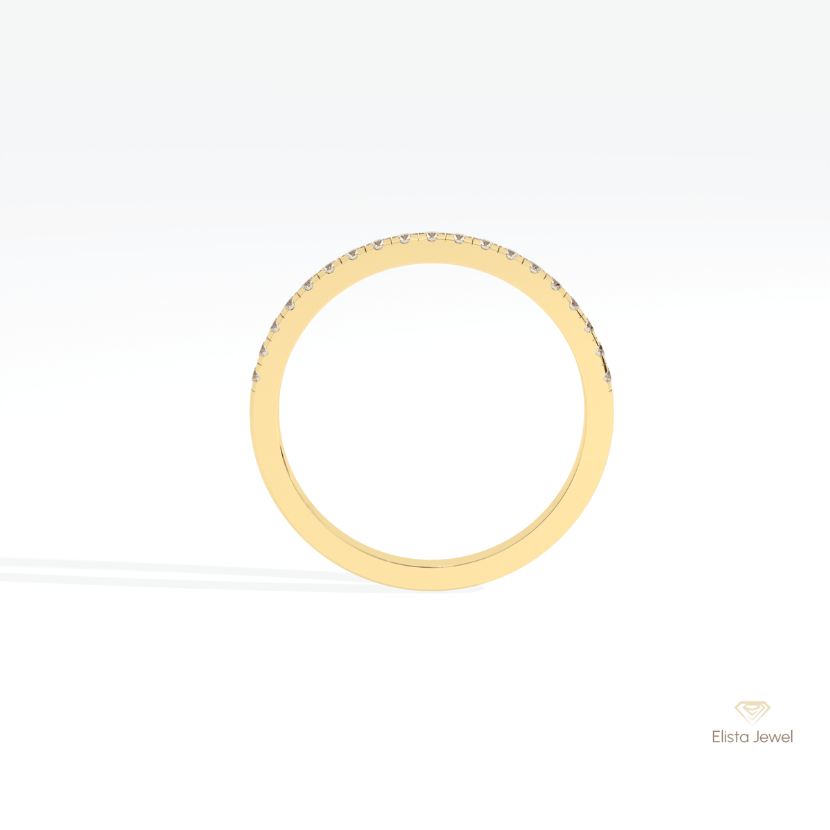 Round Cut Half Eternity Wedding Lab Grown Diamond Band in 10K Rose Gold - Angled View