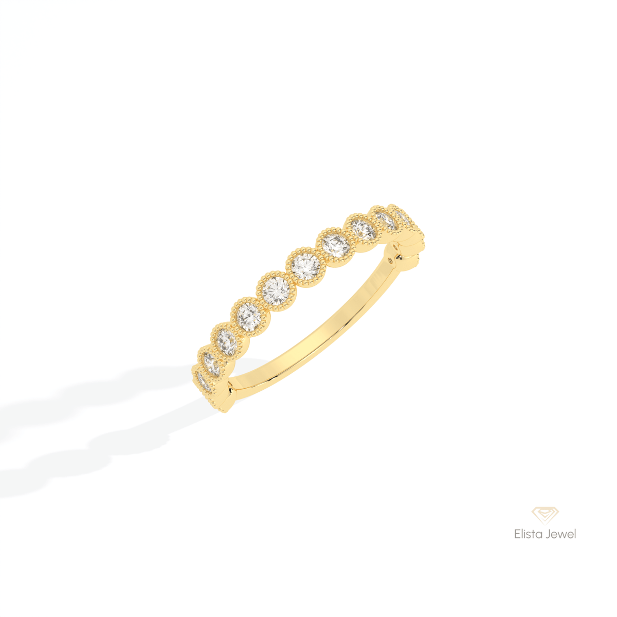 Round Cut Half Eternity Wedding Lab Grown Diamond Band in Platinum - Lifestyle View