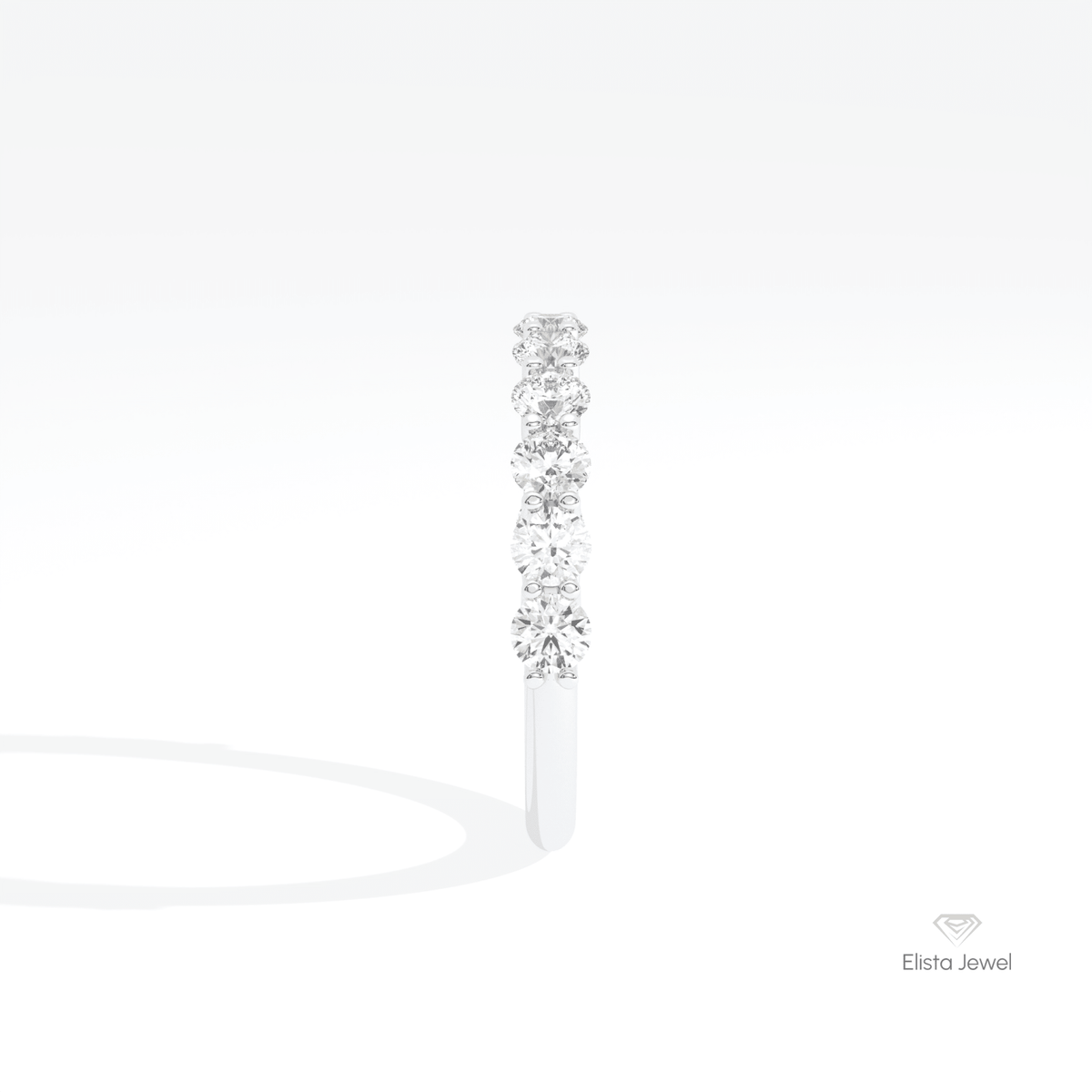 Round Cut Half Eternity Wedding Lab Grown Diamond Band in 18K Yellow Gold - Perspective View