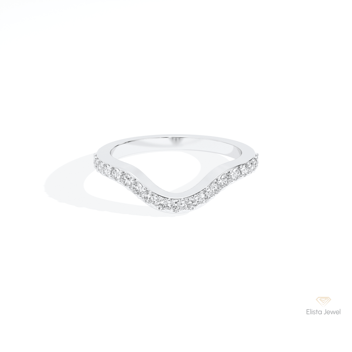 Round Cut Half Eternity Wedding Lab Grown Diamond Band in 14K Yellow Gold - Detail View