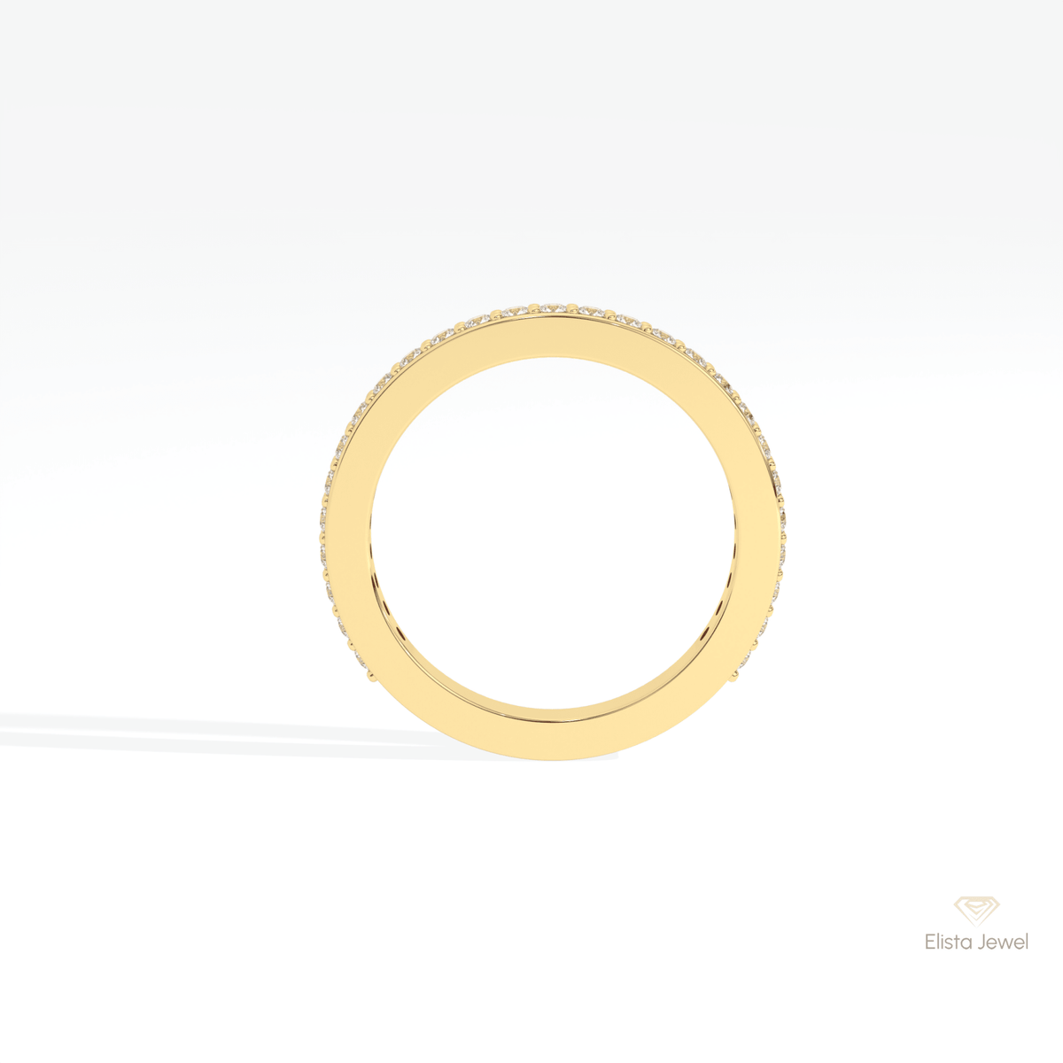 Round Cut Half Eternity Wedding Lab Grown Diamond Band in 10K Rose Gold - Angled View