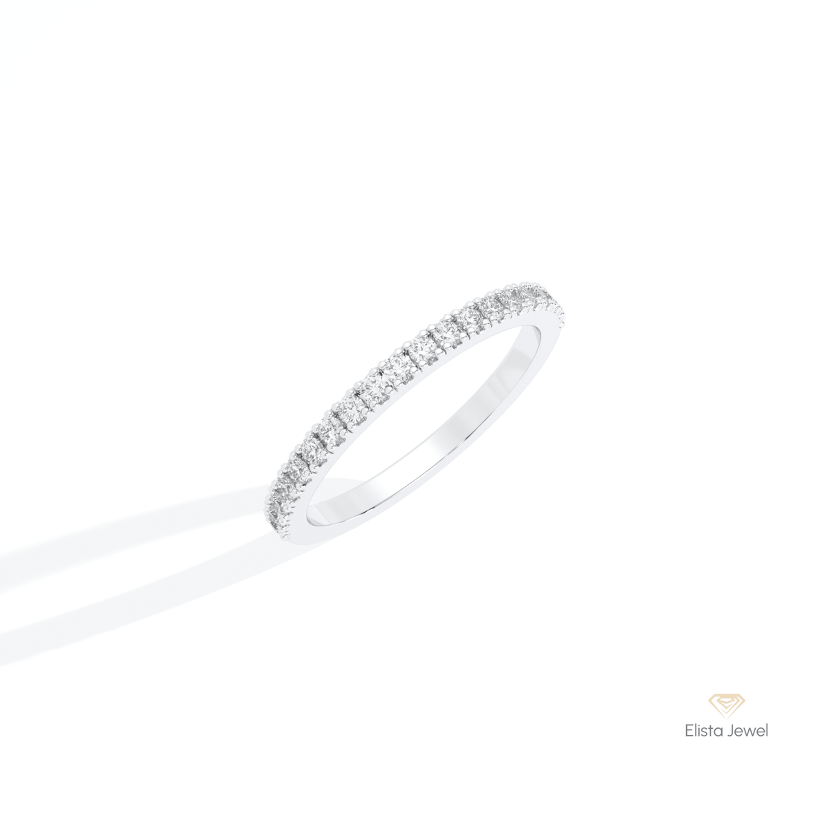 Round Cut Half Eternity Wedding Lab Grown Diamond Band in 10K Yellow Gold - Side View