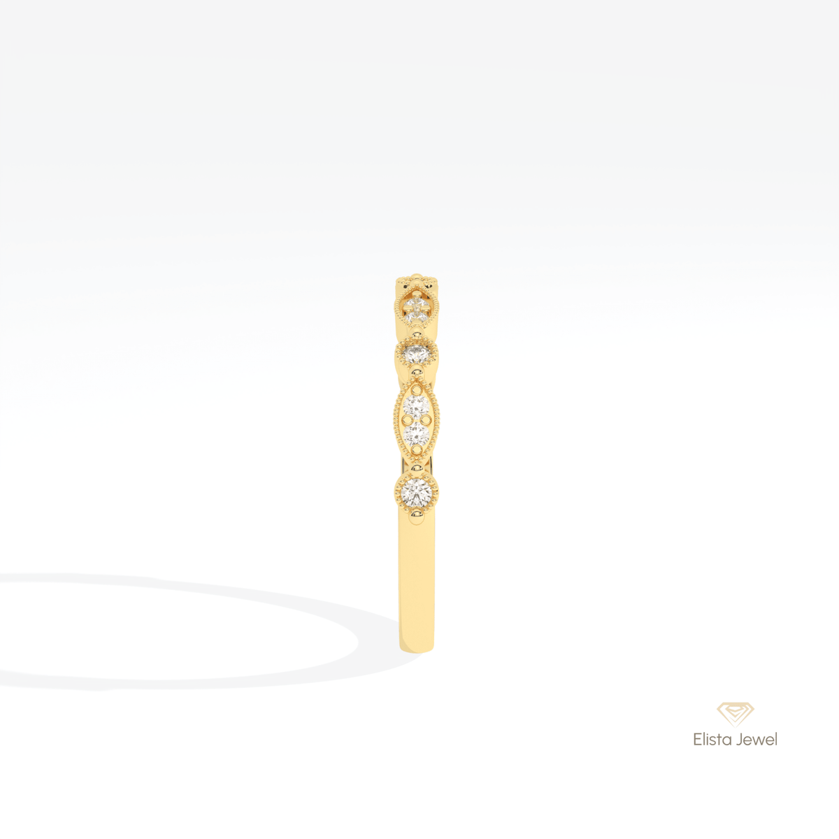 Round Cut Half Eternity Wedding Lab Grown Diamond Band - Additional View