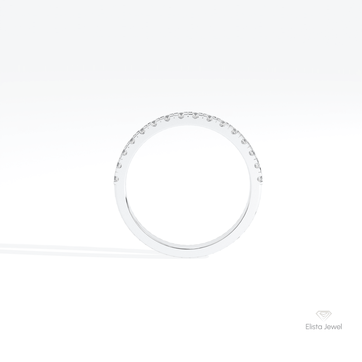 Round Cut Half Eternity Wedding Lab Grown Diamond Band in 10K Rose Gold - Angled View