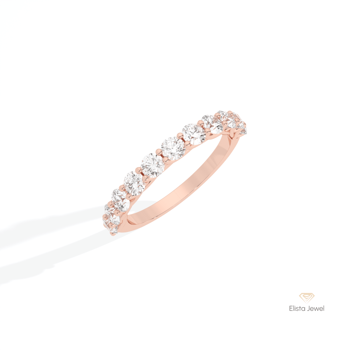 Round Cut Half Eternity Wedding Lab Grown Diamond Band in Platinum - Lifestyle View