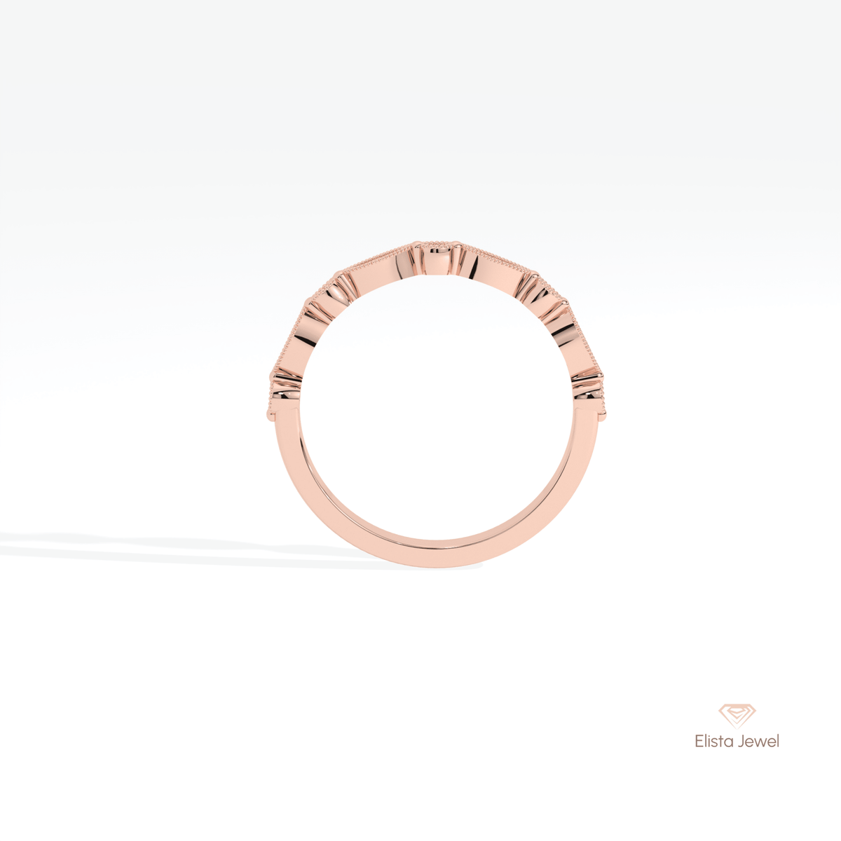 Round Cut Half Eternity Wedding Lab Grown Diamond Band in 10K Rose Gold - Angled View