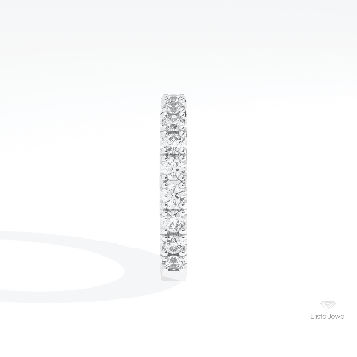 Round Cut Half Eternity Wedding Lab Grown Diamond Band in 18K Yellow Gold - Perspective View