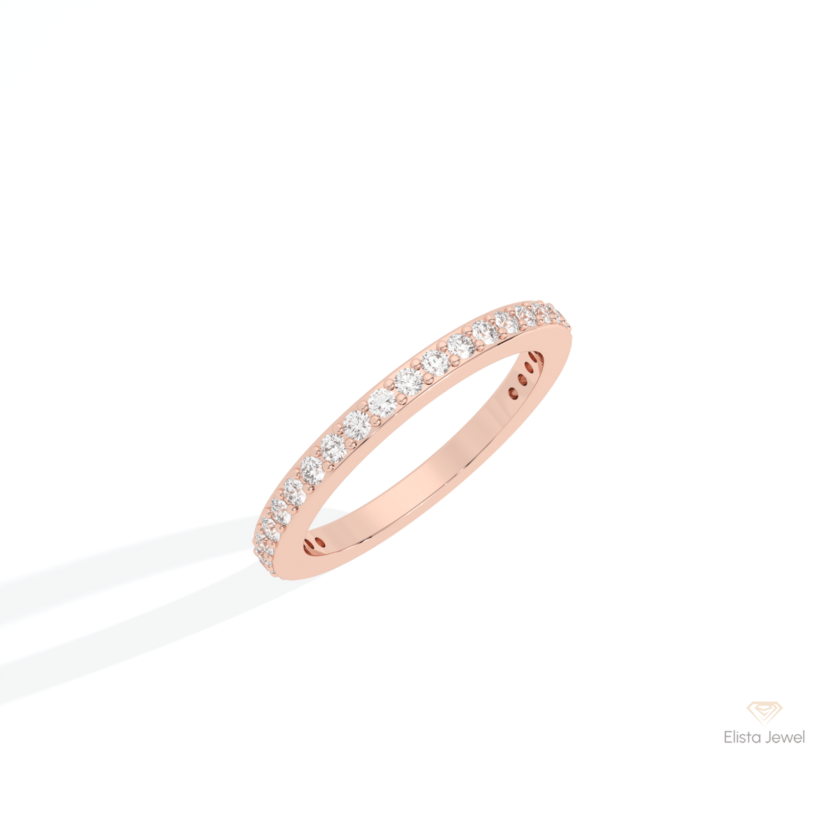 Round Cut Half Eternity Wedding Lab Grown Diamond Band in Platinum - Lifestyle View