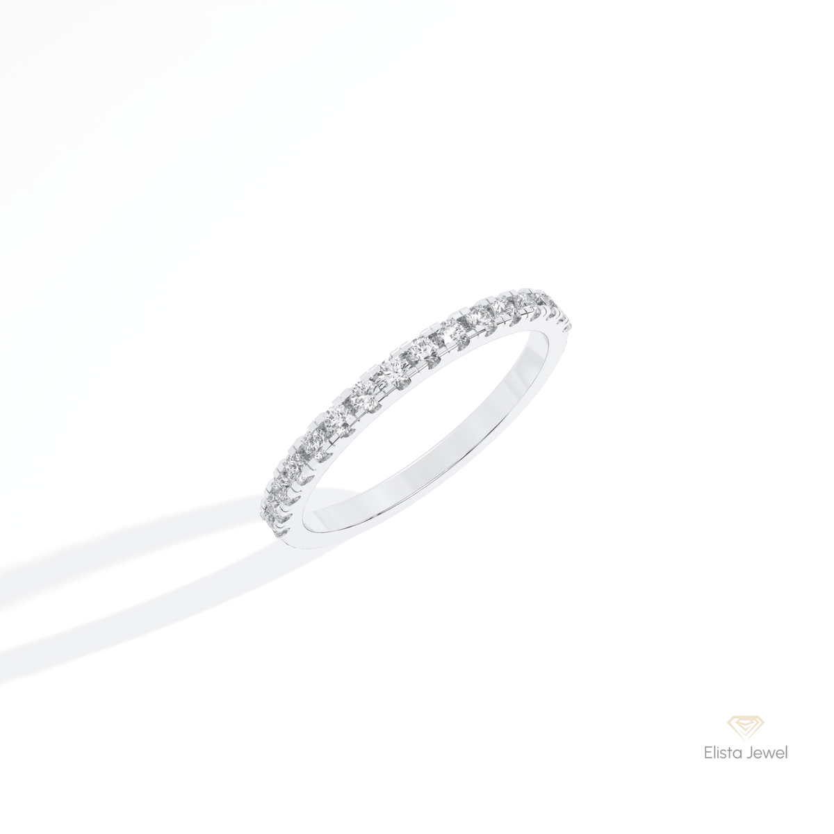 Round Cut Half Eternity Wedding Lab Grown Diamond Band in 10K Yellow Gold - Side View