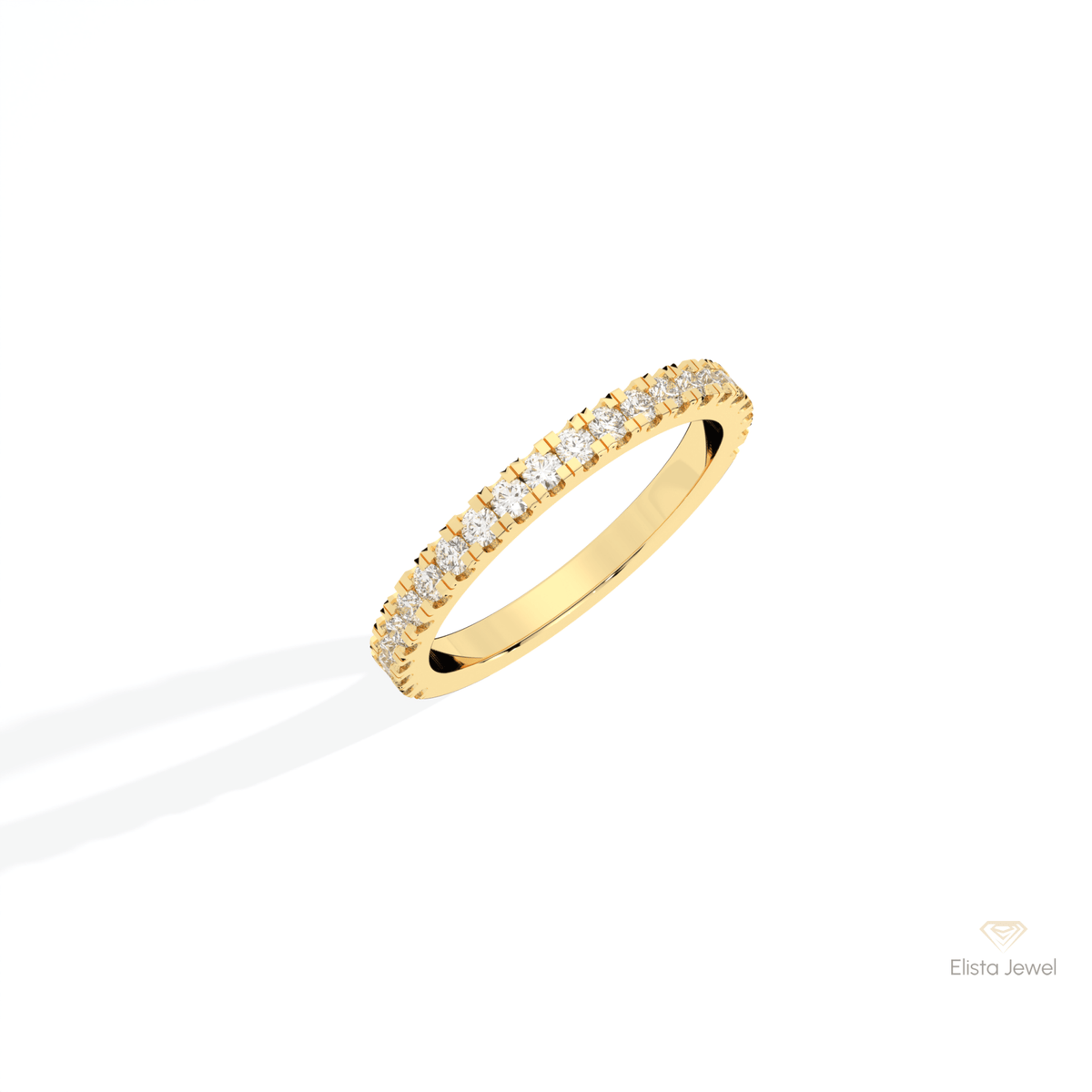 Round Cut Half Eternity Wedding Lab Grown Diamond Band in Platinum - Lifestyle View