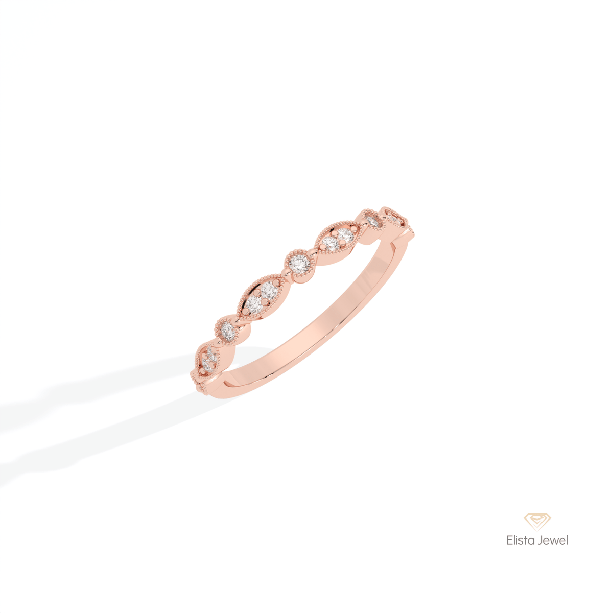 Round Cut Half Eternity Wedding Lab Grown Diamond Band in 10K Yellow Gold - Side View