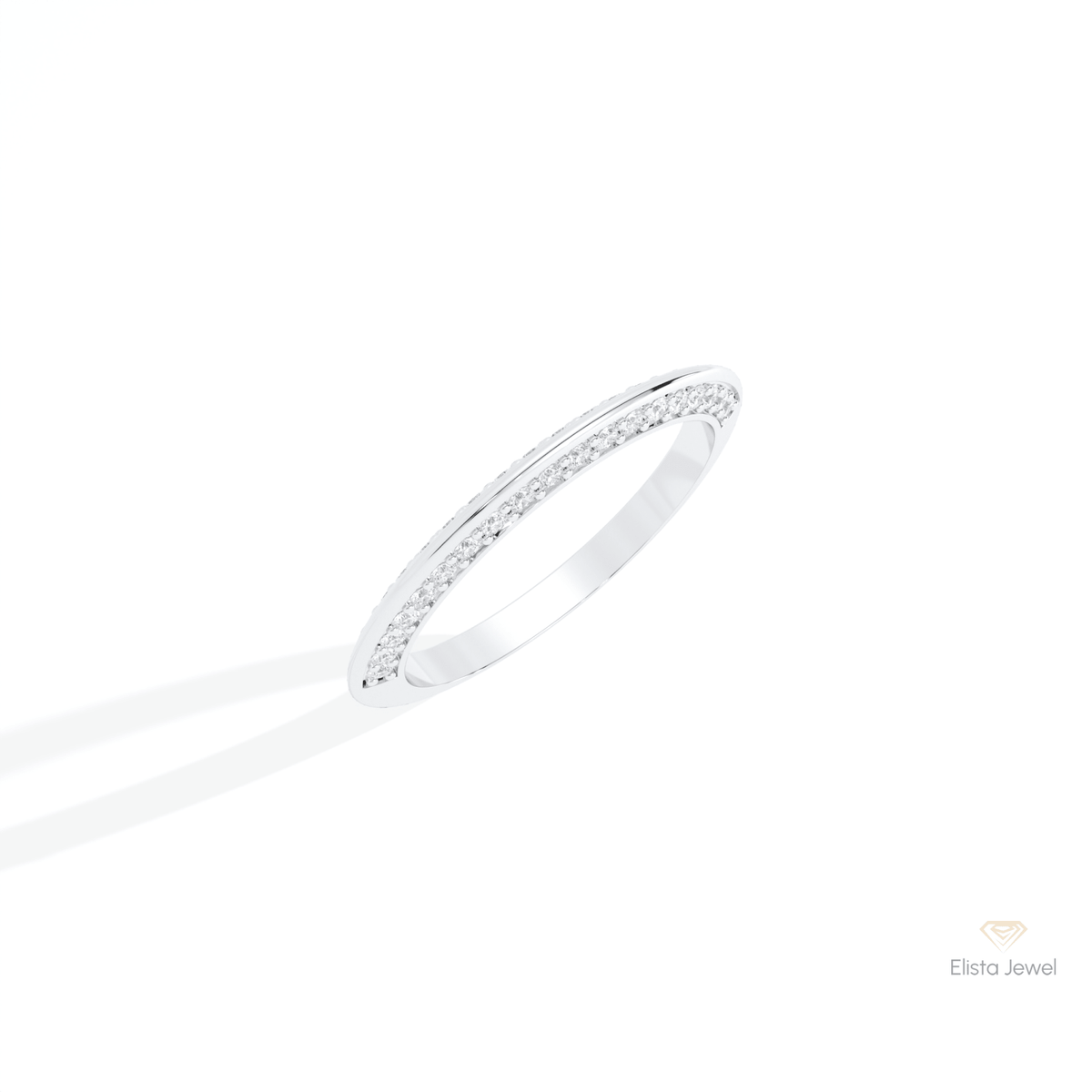 Round Cut Half Eternity Wedding Lab Grown Diamond Band in 14K Rose Gold - Profile View
