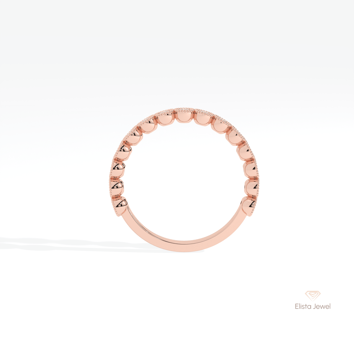 Round Cut Half Eternity Wedding Lab Grown Diamond Band in 10K Rose Gold - Angled View
