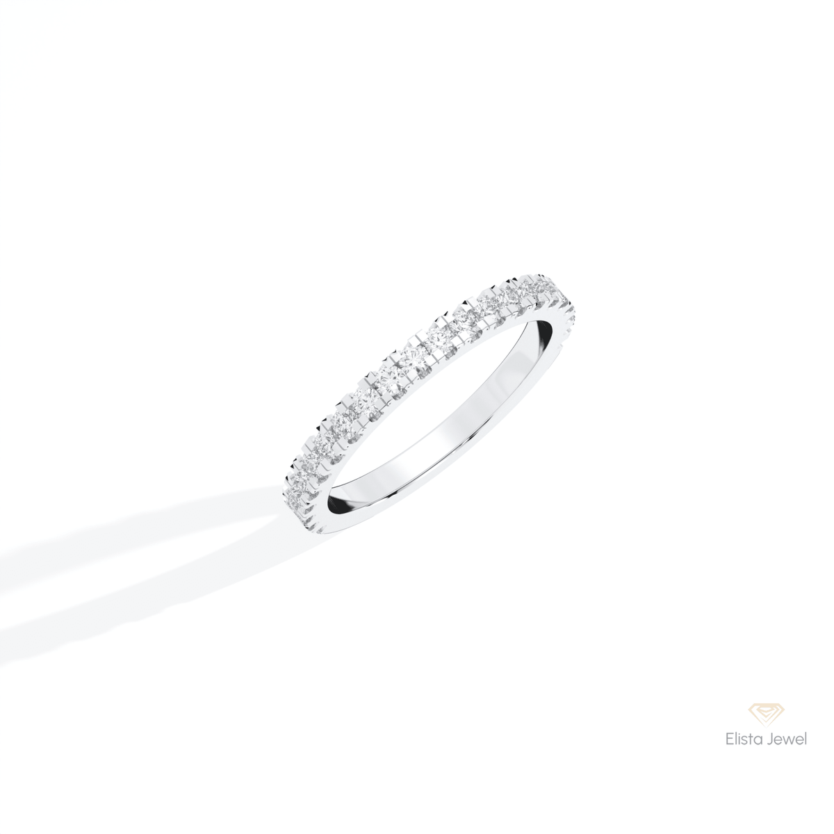 Round Cut Half Eternity Wedding Lab Grown Diamond Band in 14K Rose Gold - Profile View