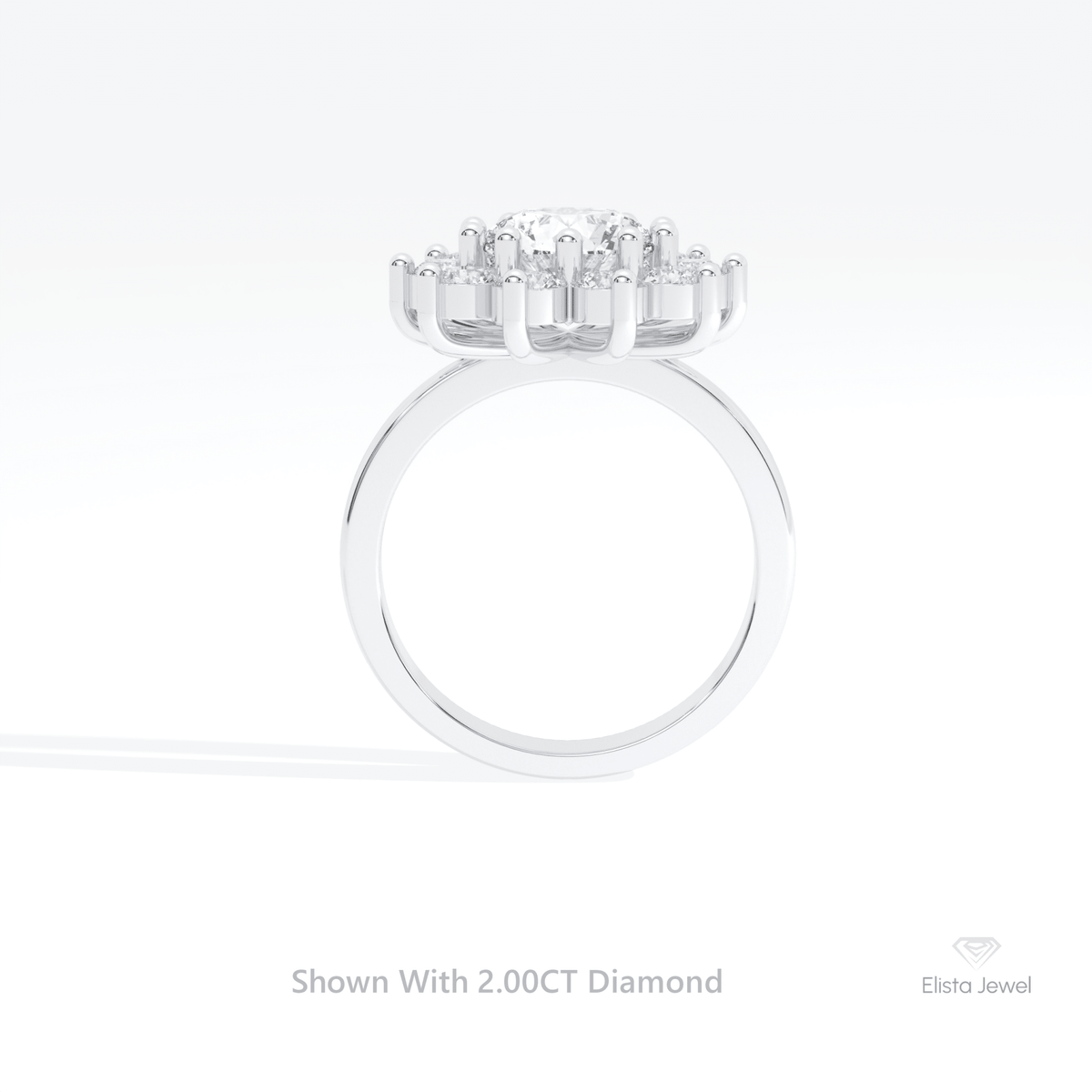 Round Cut Halo Art Deco Lab Grown Diamond Ring in 10K Rose Gold - Angled View