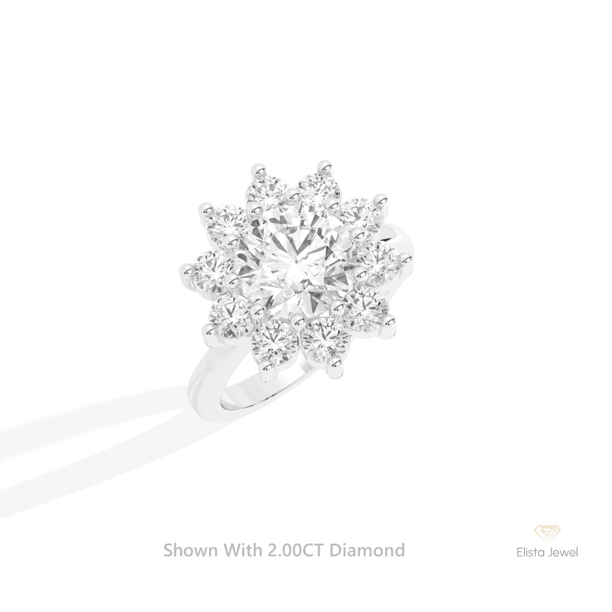 Round Cut Halo Art Deco Lab Grown Diamond Ring in 10K Yellow Gold - Side View