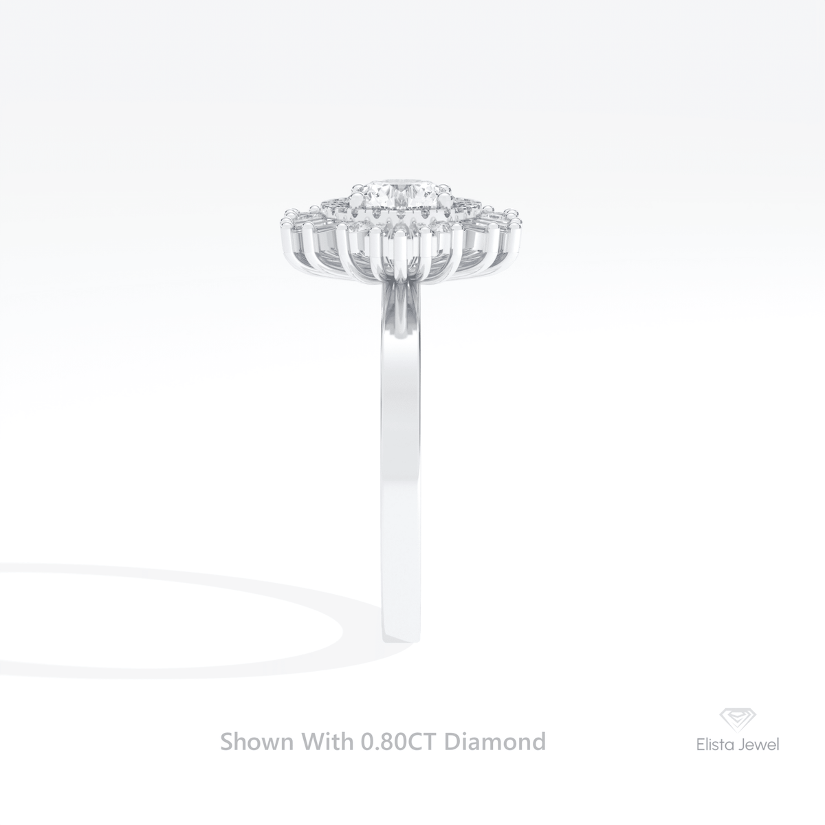 Round Cut Halo Art Deco Wedding Lab Grown Diamond Ring in 18K Yellow Gold - Perspective View