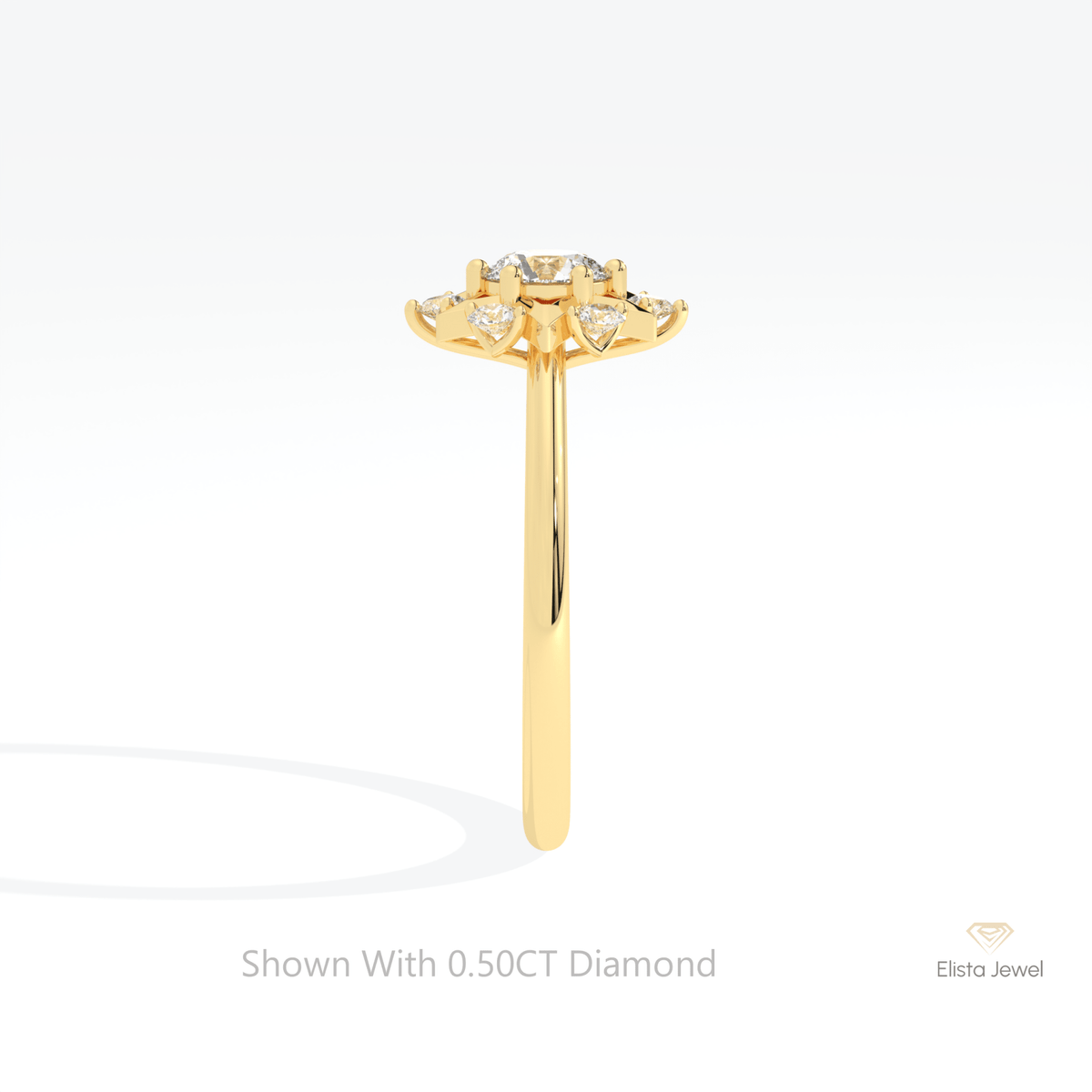 Round Cut Halo Engagement Lab Grown Diamond Ring - Additional View
