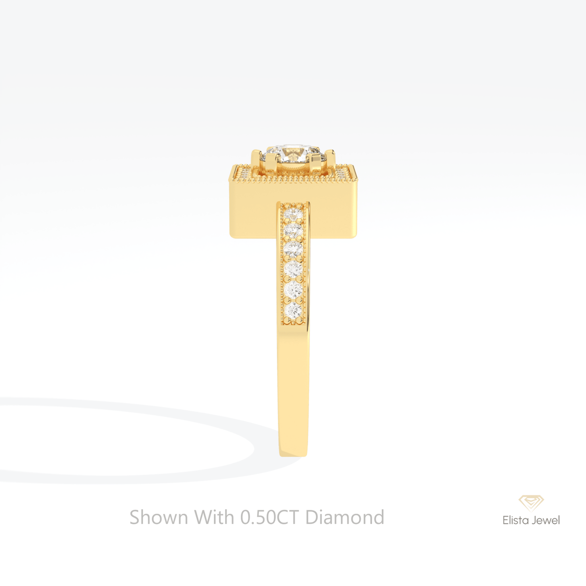 Round Cut Halo Engagement Lab Grown Diamond Ring in 14K White Gold - Top View