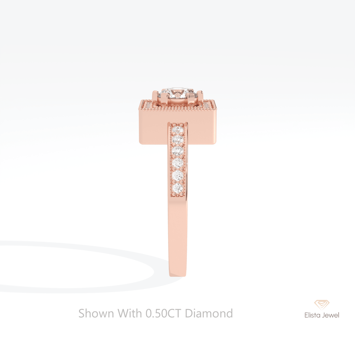 Round Cut Halo Engagement Lab Grown Diamond Ring - Additional View