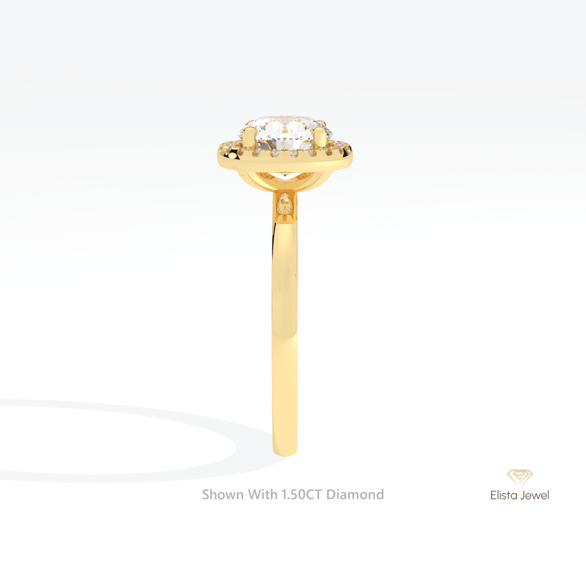 Round Cut Halo Engagement Lab Grown Diamond Ring in 14K White Gold - Top View