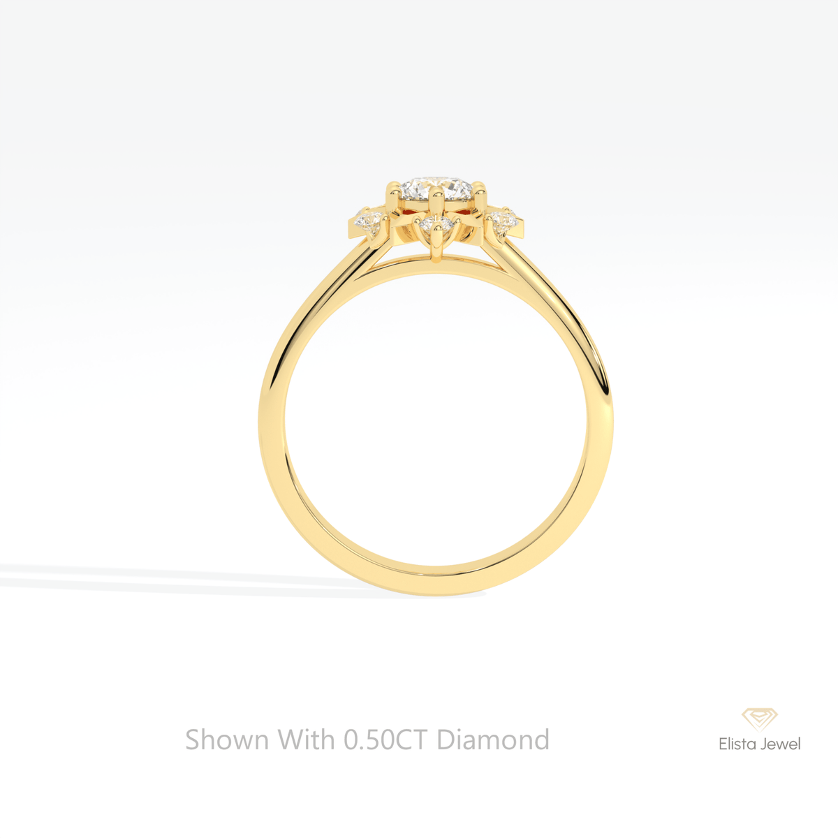 Round Cut Halo Engagement Lab Grown Diamond Ring - Alternative View