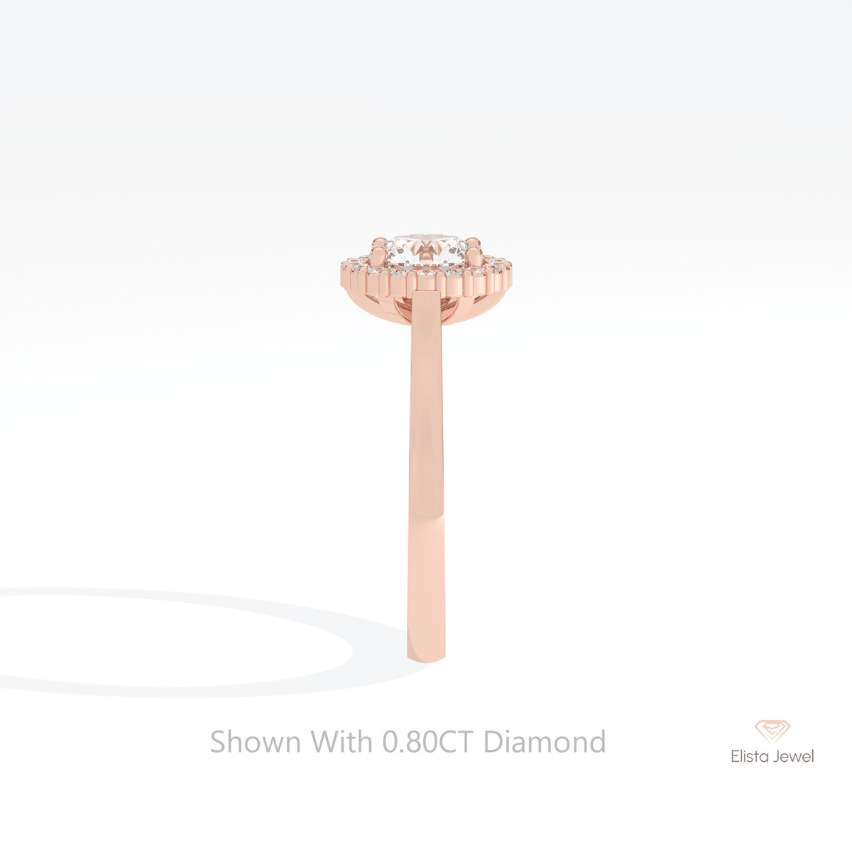 Round Cut Halo Engagement Lab Grown Diamond Ring - Additional View