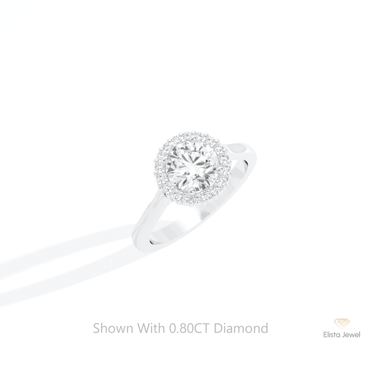 Round Cut Halo Engagement Lab Grown Diamond Ring in 10K Yellow Gold - Side View