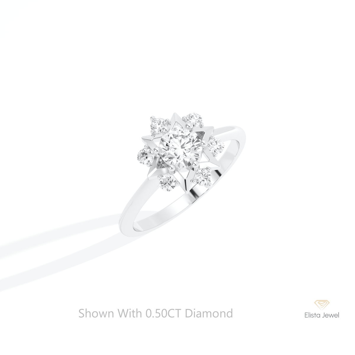 Round Cut Halo Engagement Lab Grown Diamond Ring in 14K Rose Gold - Profile View
