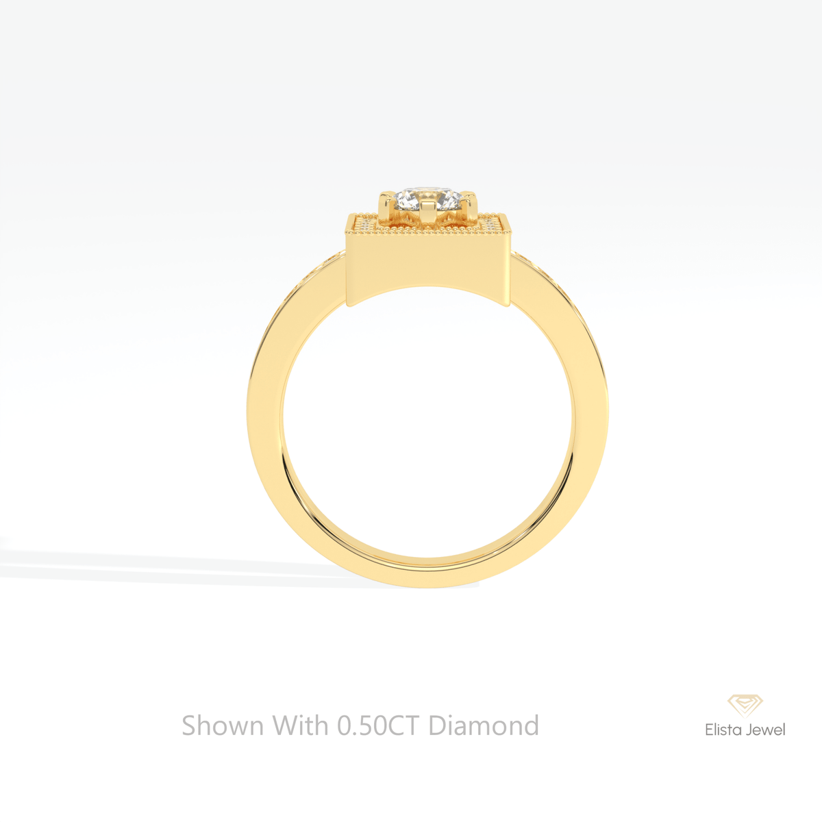 Round Cut Halo Engagement Lab Grown Diamond Ring in 10K Rose Gold - Angled View