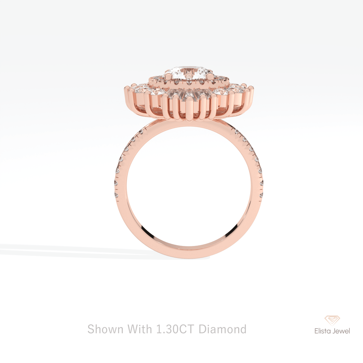 Round Cut Halo Starburst Lab Grown Diamond Ring - Alternative View