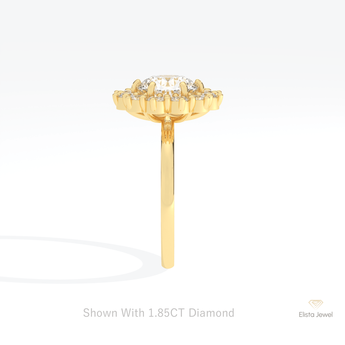 Round Cut Halo Starburst Lab Grown Diamond Ring - Additional View