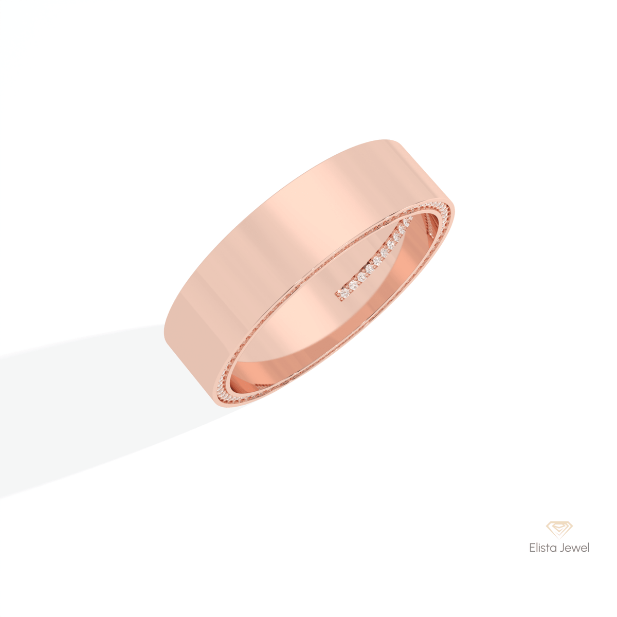 Round Cut Hidden Diamond Wedding Band in Platinum - Lifestyle View