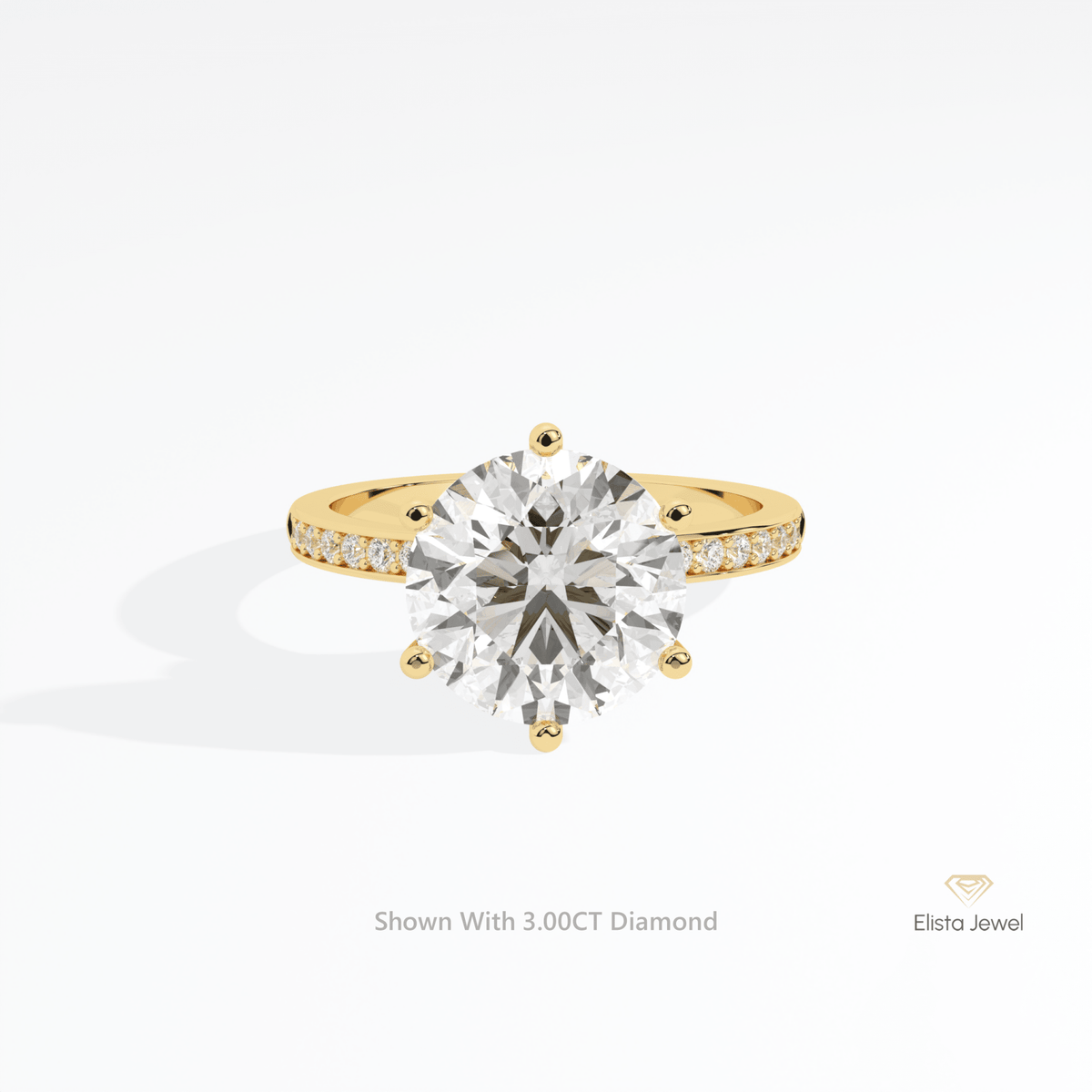 Round Cut Hidden Halo Engagement Lab Grown Diamond Ring in 18K Rose Gold - Ring on Hand View